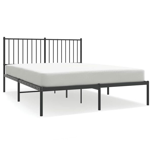 vidaXL Cadre de lit m&eacute;tal sans matelas avec t&ecirc;te de lit noir 140x200cm