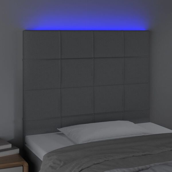 vidaXL T&ecirc;te de lit &agrave; LED Gris clair 100x5x118/128 cm Tissu