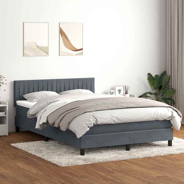 vidaXL Sommier à lattes de lit et matelas gris foncé 140x210cm velours