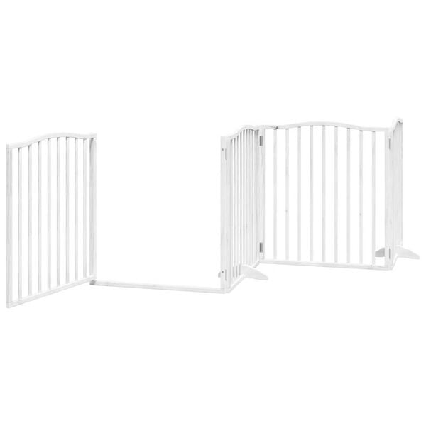 vidaXL Barri&egrave;re pour chiens et porte 4 panneaux blanc bois de peuplier