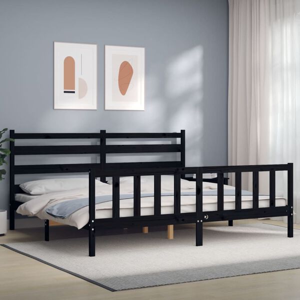 vidaXL Cadre de lit sans matelas noir 200x200 cm bois massif de pin