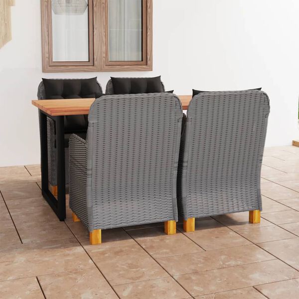 vidaXL Ensemble &agrave; manger de jardin avec coussins 5 pcs R&eacute;sine tress&eacute;e