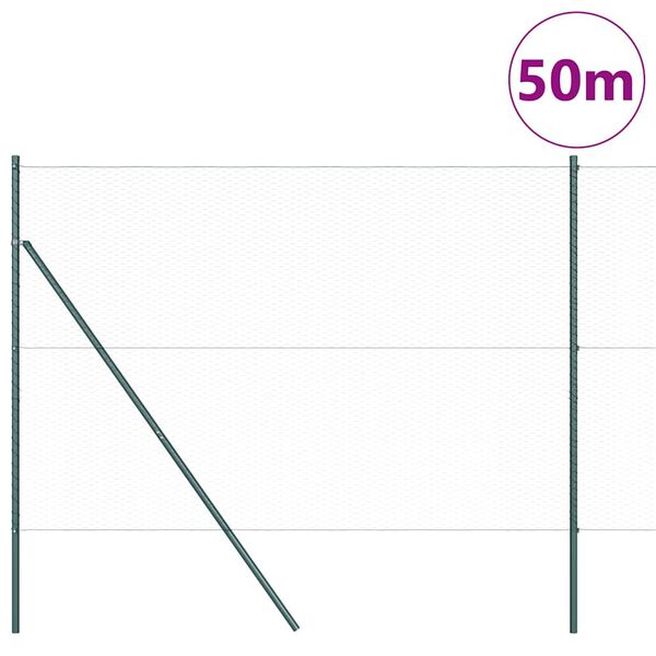 vidaXL Poteau de clôture. Vert 50 x 1,6 m (treillis 25 mm)