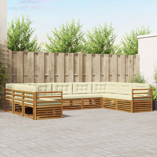 vidaXL Ensembles de canap&eacute;s avec coussin 9 pcs Naturel et Cr&egrave;me