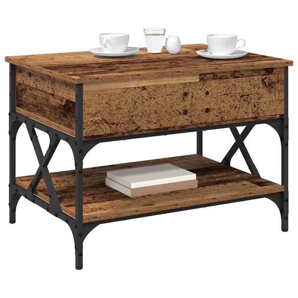 vidaXL Table basse Bois Ancien 70x50x50cm Bois d'ing&eacute;nierie