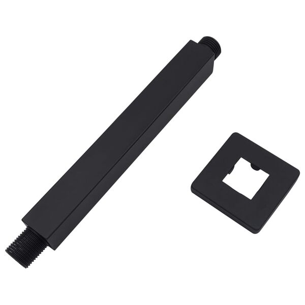 vidaXL Bras de support de douche Carr&eacute; Acier inoxydable 201 Noir 20 cm
