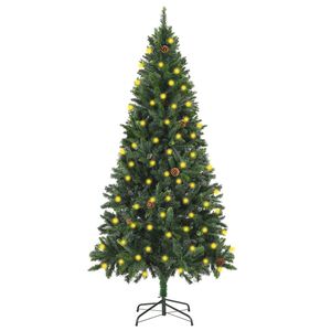 vidaXL Arbre de No&euml;l artificiel pr&eacute;-&eacute;clair&eacute; pommes de pin vert 180 cm
