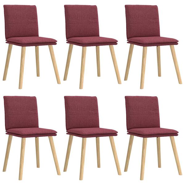 vidaXL Chaises &agrave; manger lot de 6 rouge bordeaux tissu