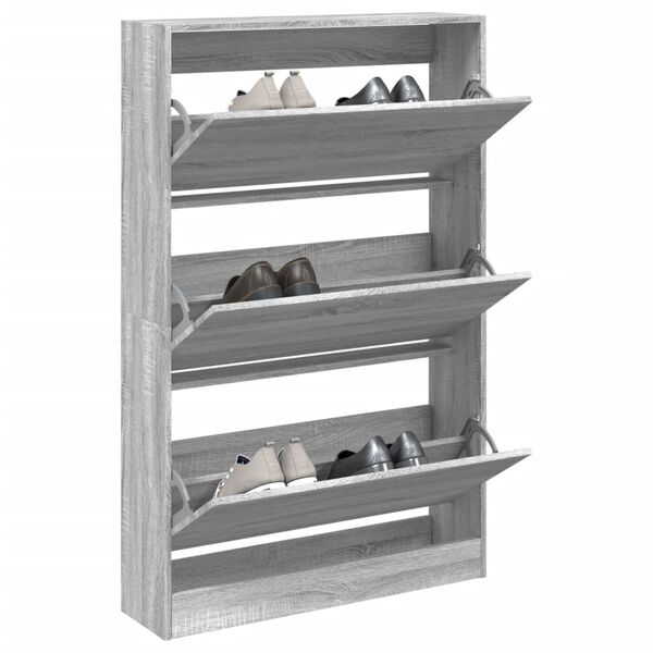 vidaXL Meuble &agrave; chaussures sonoma gris 80x21x125,5cm bois d'ing&eacute;nierie