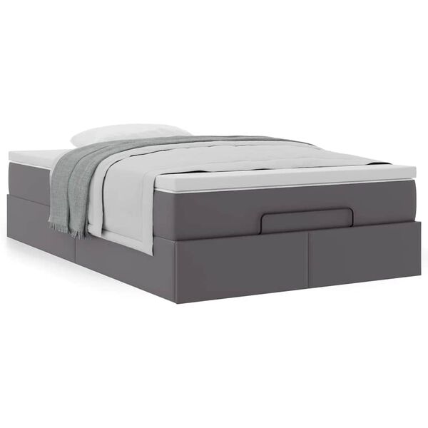 VidaXL Cadre de lit ottoman avec matelas gris 120x200 cm similicuir