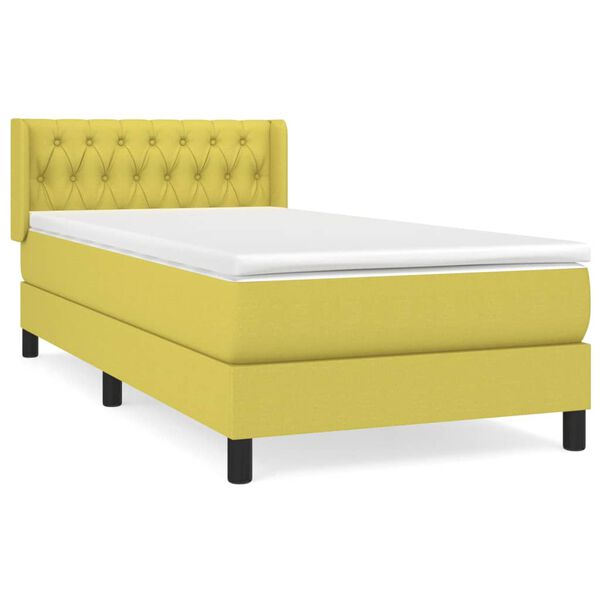 vidaXL Sommier &agrave; lattes de lit avec matelas Vert 90x200 cm Tissu