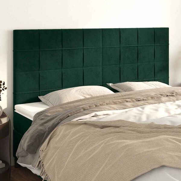 vidaXL T&ecirc;te de lit Vert fonc&eacute; 180x5x118/128 cm Velours