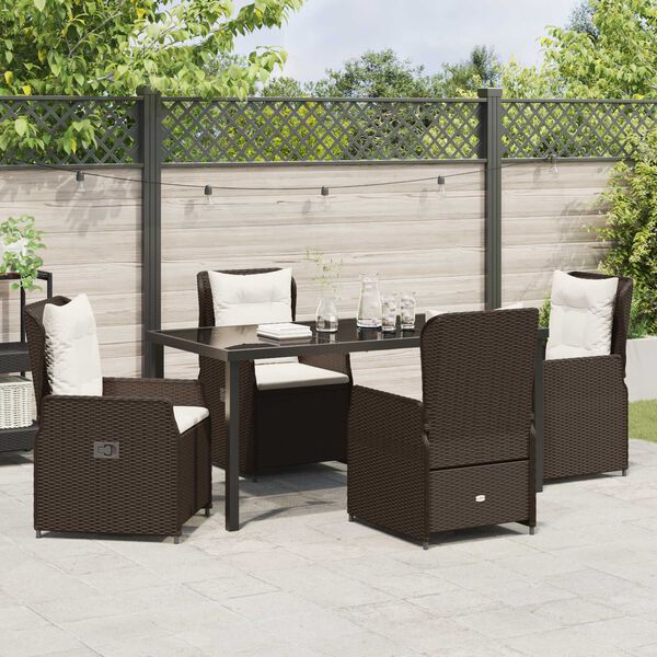 vidaXL Ensemble de salle &agrave; manger pour jardin 5 pcs Marron polyrotin