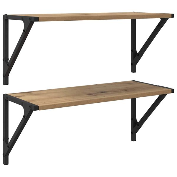 vidaXL &Eacute;tag&egrave;res Murales 2 pcs Ch&ecirc;ne artisanal 60 x 25 x 25,5 cm