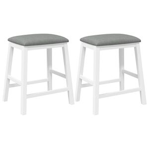 vidaXL Chaises de bar avec coussins 2 pcs blanc bois massif d'hévéa