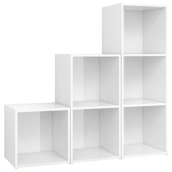 vidaXL Ensemble de meubles TV 3 pcs Blanc brillant Bois d'ing&eacute;nierie