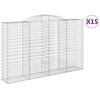vidaXL Paniers &agrave; gabions arqu&eacute;s 15 pcs 300x50x180/200 cm fer galvanis&eacute;