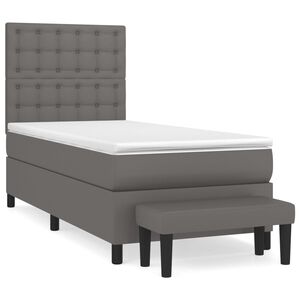 vidaXL Sommier &agrave; lattes de lit avec matelas Gris 90x190 cm Similicuir