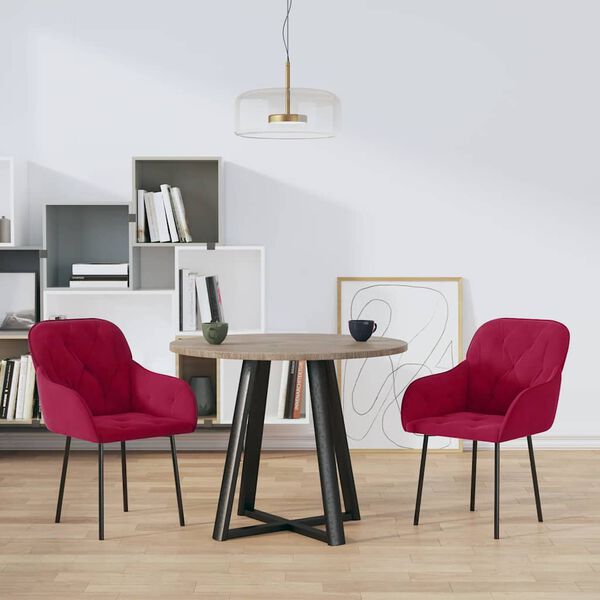 vidaXL Chaises à manger lot de 2 Rouge bordeaux Velours