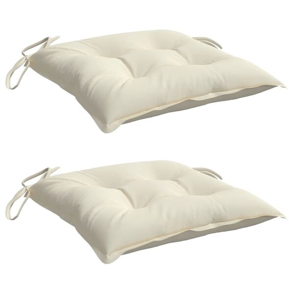 vidaXL Coussins de chaise lot de 2 blanc crème 50x50x7 cm tissu oxford