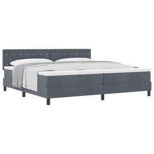 vidaXL Lit &agrave; ressorts avec matelas Gris fonc&eacute; 200 x 200 cm Velours