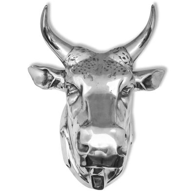 vidaXL Décoration murale en forme de tête de vache Aluminium Argenté