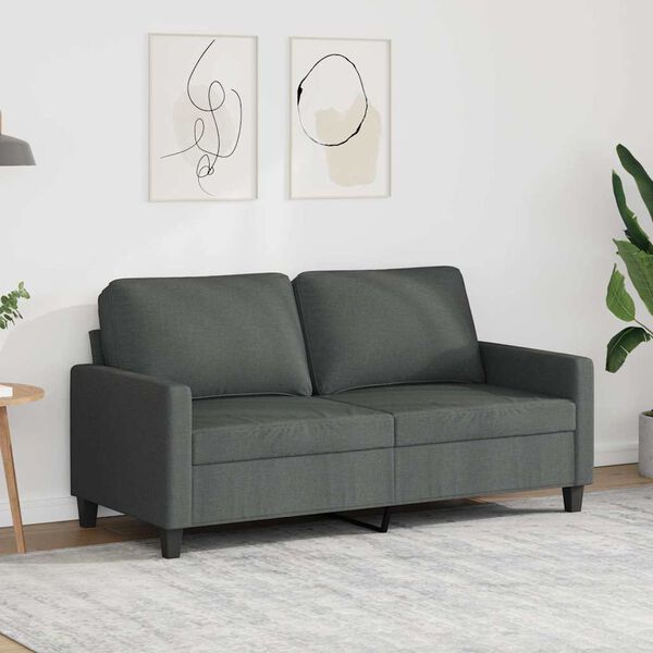 vidaXL Canap&eacute; &agrave; 2 places Gris fonc&eacute; 140 cm Tissu