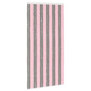 vidaXL Rideau anti-insectes en chenille Gris Argent et Rose