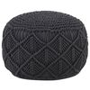 vidaXL Pouf fait &agrave; la main en macram&eacute; Anthracite 45x30 cm Coton