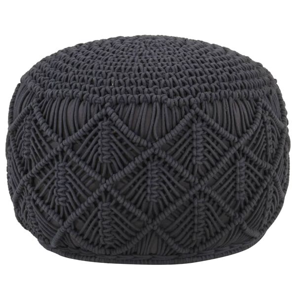 vidaXL Pouf fait &agrave; la main en macram&eacute; Anthracite 45x30 cm Coton