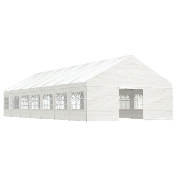 vidaXL Belv&eacute;d&egrave;re avec toit blanc 15,61x5,88x3,75 m poly&eacute;thyl&egrave;ne