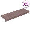 vidaXL Tapis d'escalier autocollants 5 pi&egrave;ces 65 x 21 x 4 cm marron clair Bord rectangulaire