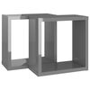 vidaXL Étagères cube murales 2 pcs Gris brillant 30x15x30 cm