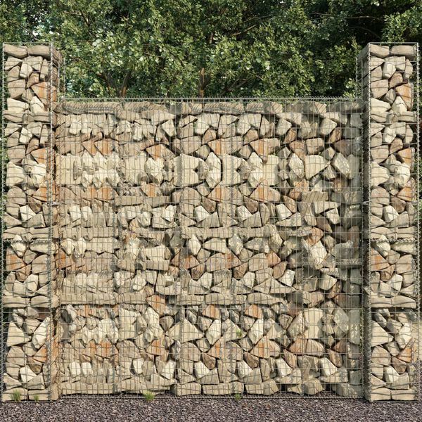 vidaXL Paniers de gabion 3 pcs Acier galvanis&eacute; 25x25x197 cm