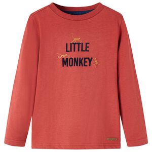 T-shirt enfants &agrave; manches longues rouge br&ucirc;l&eacute; 92