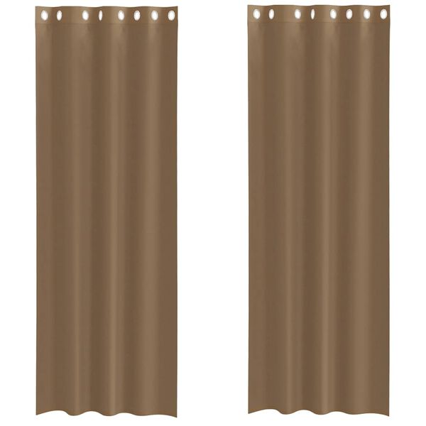 vidaXL Rideaux en voile avec œillets 2 pcs marron clair