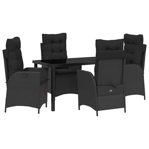 vidaXL Ensemble de salle &agrave; manger pour jardin 5 pcs Noir polyrotin
