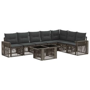 vidaXL Ensemble de canap&eacute; de jardin 8 pc Gris et Gris fonc&eacute; polyrotin