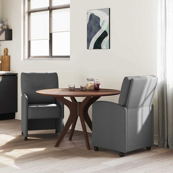 vidaXL Chaises de Salle &agrave; Manger avec Roues 2 pcs Gris fonc&eacute;