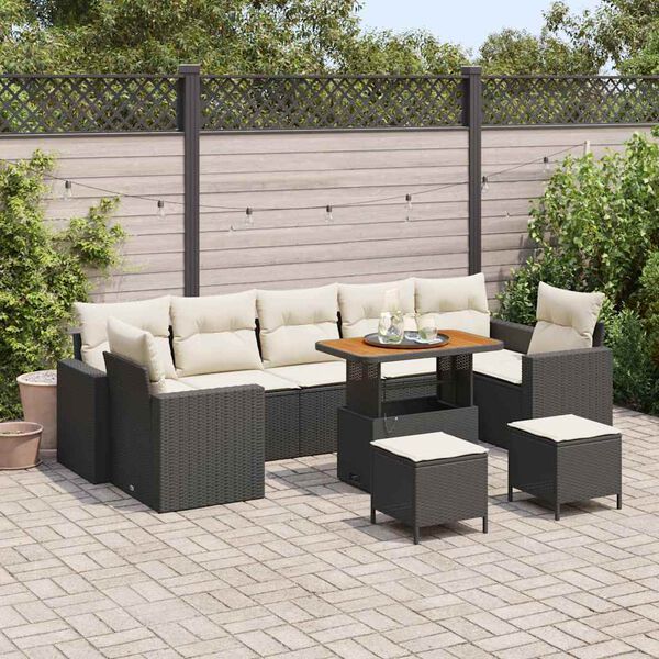 vidaXL Ensemble de canap&eacute; de jardin 10 pcs Noir polyrotin