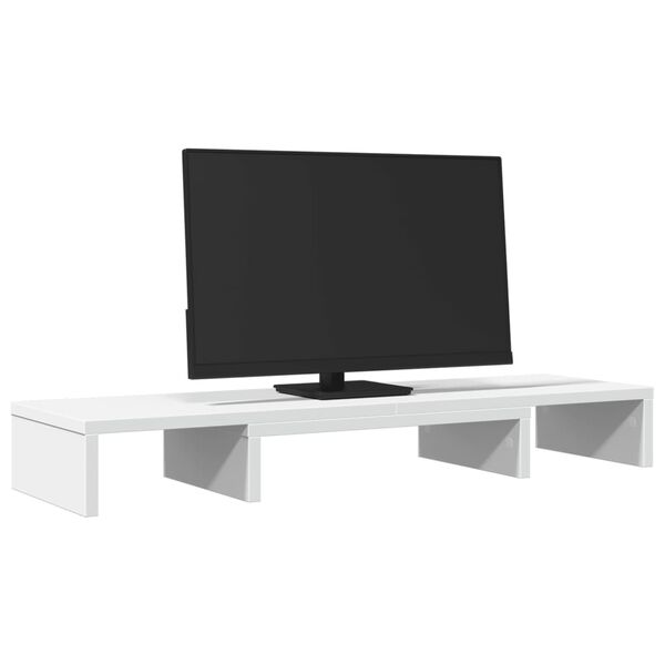 vidaXL Support de moniteur &eacute;l&eacute;vateur r&eacute;glable blanc bois d'ing&eacute;nierie