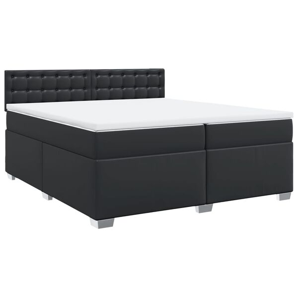 vidaXL Sommier &agrave; lattes de lit avec matelas Noir 200x200 cm Similicuir