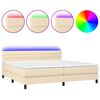 vidaXL Sommier &agrave; lattes de lit et matelas et LED Cr&egrave;me 200x200cm Tissu