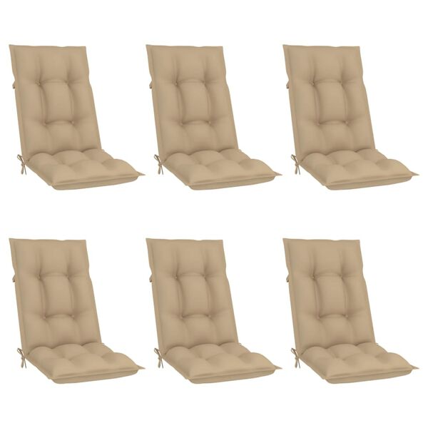 vidaXL Chaises inclinables de jardin et coussins lot de 6 Teck solide