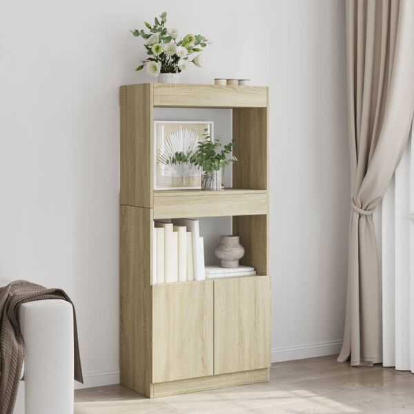 vidaXL Buffet haut ch&ecirc;ne sonoma 63x33x140 cm bois d'ing&eacute;nierie