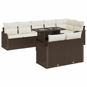 vidaXL Ensemble salon 9 pc Marron Poly rotin