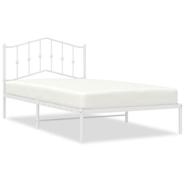 vidaXL Cadre de lit métal sans matelas et tête de lit blanc 107x203 cm