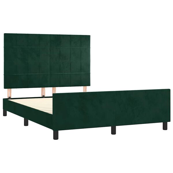 vidaXL Cadre de lit sans matelas vert fonc&eacute; 140x190 cm velours