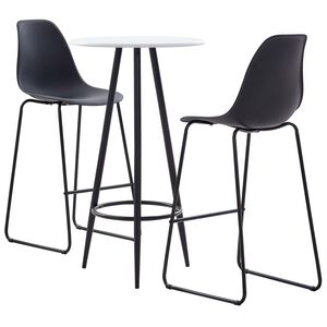 vidaXL Ensemble de bar 3 pcs Plastique Noir