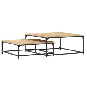 vidaXL Tables basses gigognes 2 pcs ch&ecirc;ne sonoma bois d'ing&eacute;nierie